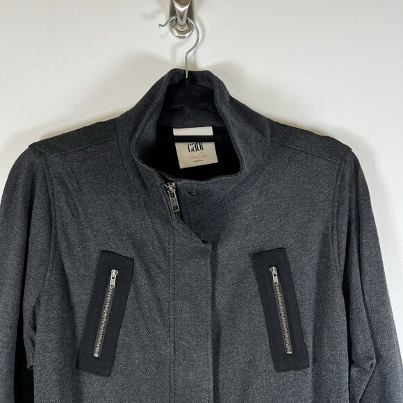 CAbi 3184 Mesh Back Jacket in Heather Gray Stretch Ponte Twill Coat M $189 - Picture 2 of 12